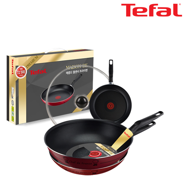 [Tefal] 테팔 메종드 열센서 프리미엄 프라이팬 20cm+26cm+멀티팬 28cm+유리뚜껑_CT1-MFP2026W28G (인덕션 호환불가)